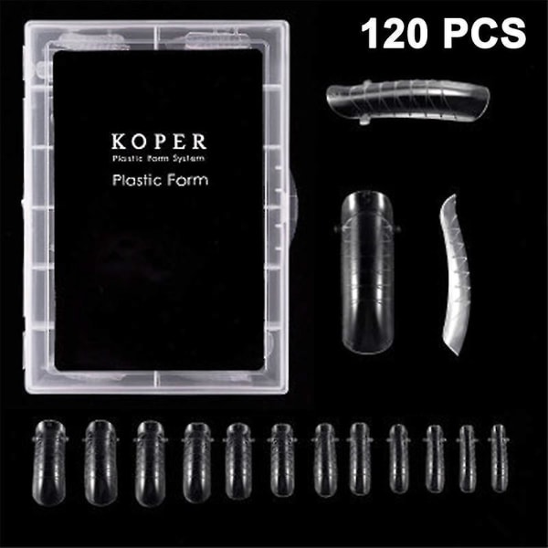 120 st Nail Extension Gel Dual Forms Clear Full Cover Dual Forms Nail Art Kit och tillbehör