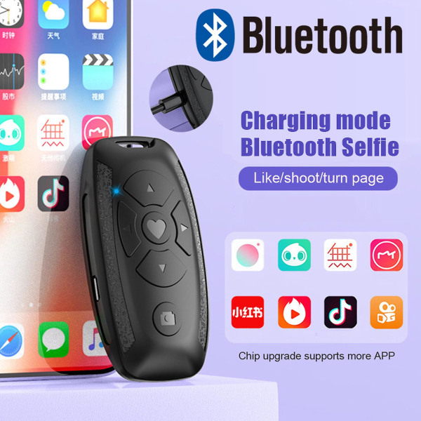 Selfie Camera Stick-fjernbetjening Genopladeligt USB-kabel Brandsikker Trådløs genopladelig Bluetooth（pink）