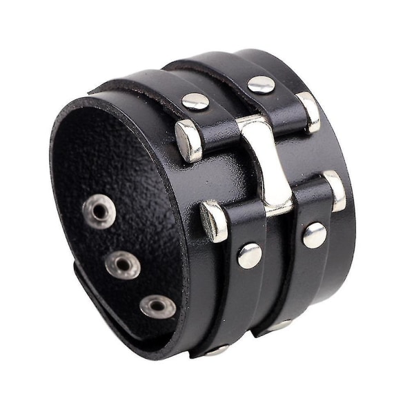 Retro Flettet Læder Punk Armbånd Med Legering Nitte