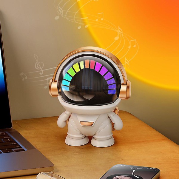 Astronaut Trådlös Bluetooth Högtalare Bärbar Mini Skrivbord Ljud Utomhus Subwoofer Present (Vit)