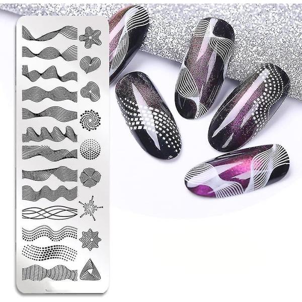 Xceedez nagelstämplingsplattor linjebilder nagelkonstplatta rostfritt stål design