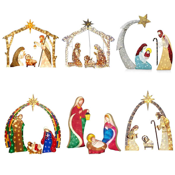 LED Heliga familjen belyst julkrubba utomhus juldekoration, 50% erbjudande