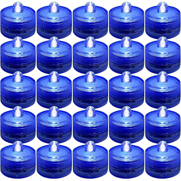 12 st sänkbara LED-lampor, vattentäta flamlösa värmeljus (blå)