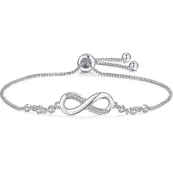 Bracelet Femme Argent Sterling 925, Infini Cur Bracelet Avec Cubic Zirconia Bracelet Rglable Pour Cadeau D'anniversaire, Cadeau Fte Des Mres Bijoux