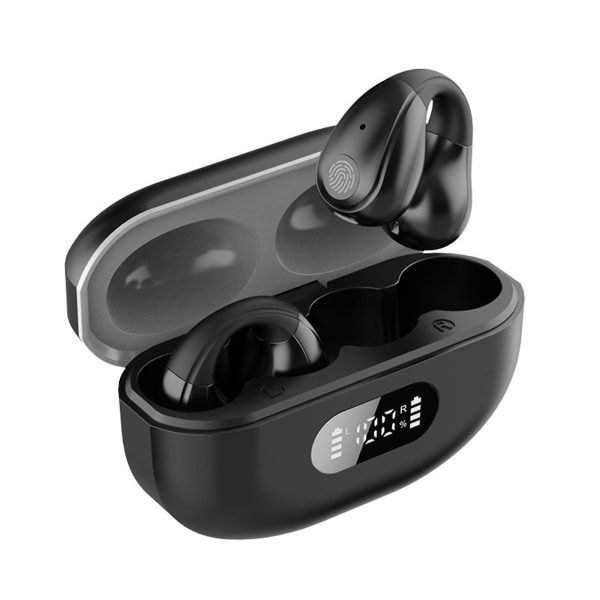 AaaTrådlösa öronklämmor Skelettledningshörlurar, Bluetooth 5.3 Vattentäta öppna öronhörlurar, Använd för löpning, sport, cykling, körning（Svart）