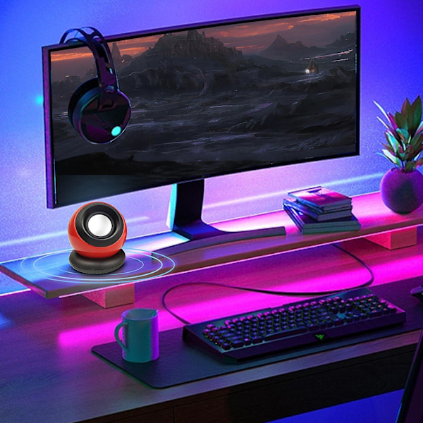 Mini och kompakt skrivbord 2.0 USB bärbar dator skrivbord liten högtalare Neutrals Magics Ball ljudsystem（Röd）