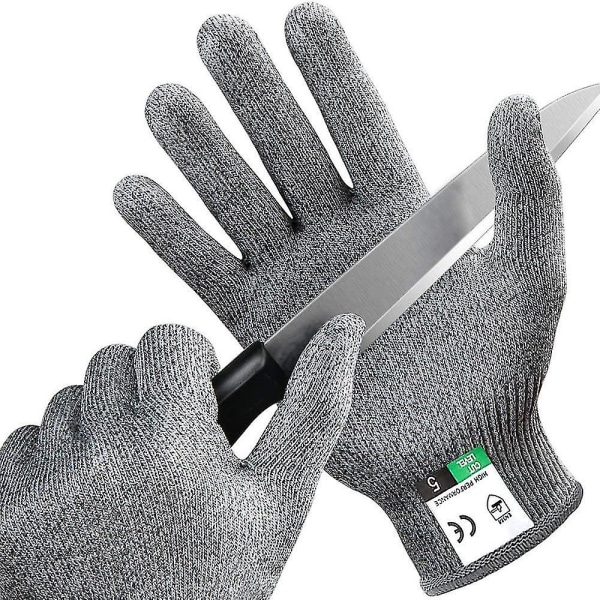 Skärbeständiga handskar med nivå 5 högpresterande skydd, arbetshandskar för kök, mandolin, fiskfilé, köttstyckning och carving (L)
