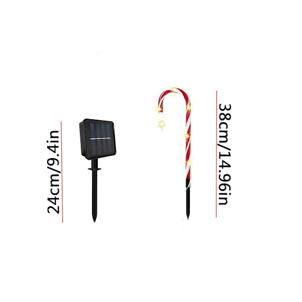 Solcellsenergi Jul Krutch Marklampa Utomhus Plug-in Candy Krutch Lawns Landskap Lamp 8-delad Set（Röd）