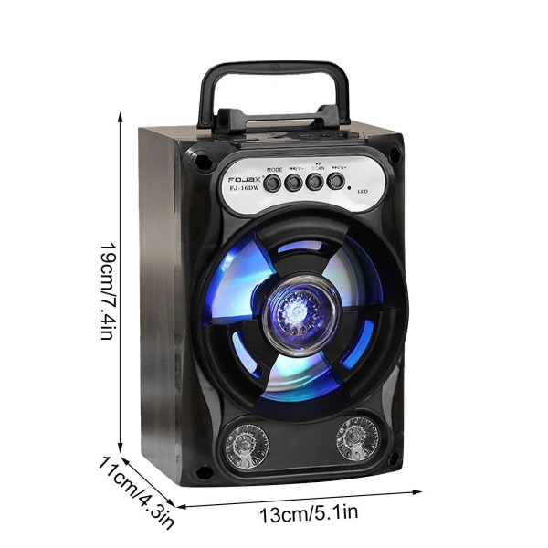 Trådlös Bluetooth-högtalare i trä med lyftande stort ljud, bärbar dans, plug-in-ljud, cool subwoofer med mikrofon med 1 mikrofon (svart)