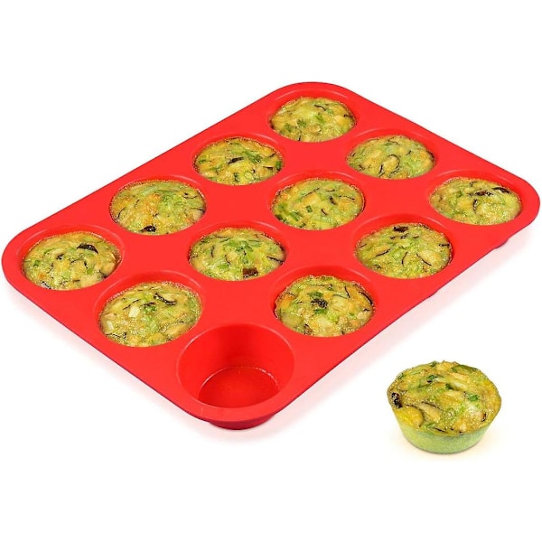 12 kopper silikone muffinform - Nonstick BPA-fri cupcakeform 1 pakke almindelig størrelse silikoneform