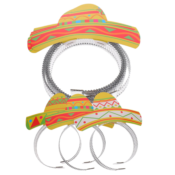 Tinksky 6-delt Cinco De Mayo Fiesta fest farverige stråhat pandebånd tilbehør (som vist på billedet)