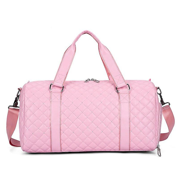 Herr enkel läder stor kapacitet fitness resväska（53x27x26cm，Rosa）