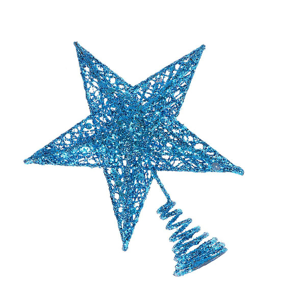 25cm juletre jernstjernetopp glitrende juletrepynt (blå) (25cm, blå)