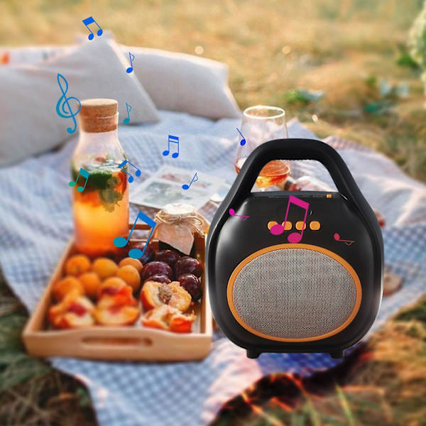 Bärbar Bluetooth-högtalare med hög volym Squares Dance Bluetooth-högtalare med bländande ljus Utomhus bekväm Bluetooth-högtalare（Svart）
