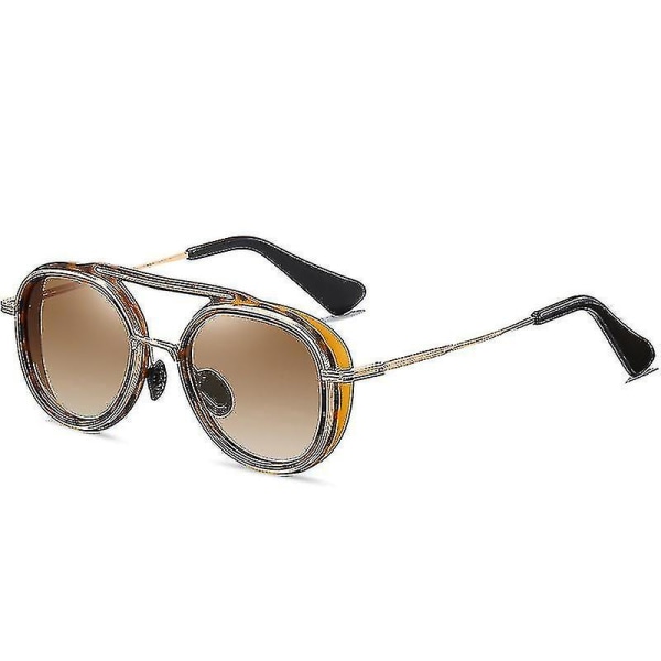 Polariserede solbriller Farverige tofarvede briller Metalsolbriller til mænd og kvinder Blå Changzhao