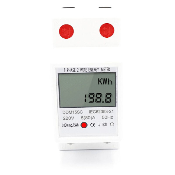 DDM15SC enfas 2P stor skala multifunktionell spårmätare LCD-display. 20(80)A