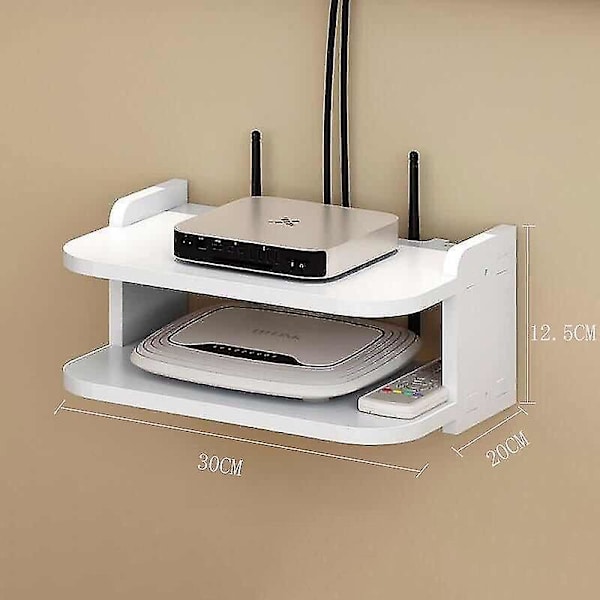 Flytande väggmonterad hylla TV-box WiFi-routerställ Set-top-boxorganisatör-50cm（Stil A）