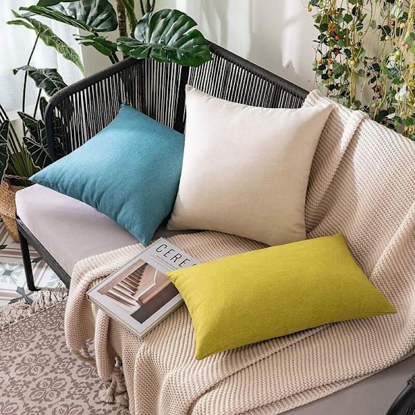 Set med 2 utomhuskuddfodral Vattentät Mjuk Polyester med Vattentät Yta Dekorativ Trädgårdskuddfodral för Vardagsrum Sovrum 45x45cm Beige