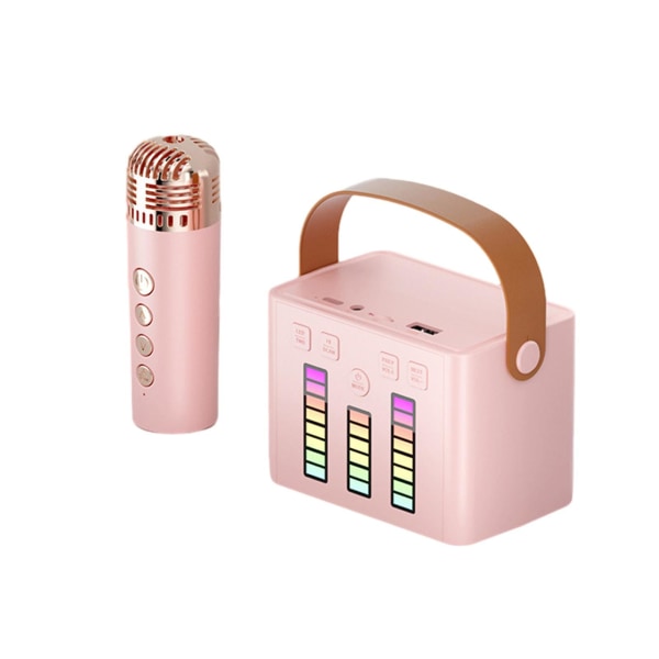 Colorful Lights Bluetooth högtalare med mikrofon Multifunktions Bluetooth Audio Trådlös Mini Stereo FAN20241010（Rosa）
