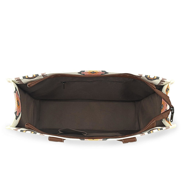Tote-veske for kvinner, Aztec-håndvesker, Western-vesker, Boho-skulderveske, rask frakt (S, Off-white)