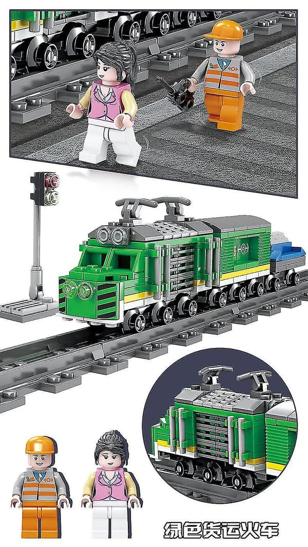 Station Cargo Rail Way Models City Building Bricks