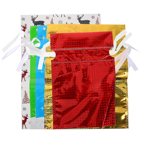 5-pack julgåvopåsar, julklappspåsar, godisförpackningspåsar, dragskopåsar (42,00X29,00X0,10CM, flerfärgad)