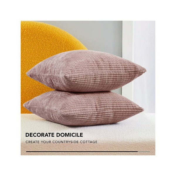 Randig fluffig örngott med majsmönster, manchesterkuddfodral för soffa, 20\" x 20\", korallrosa, 2-pack