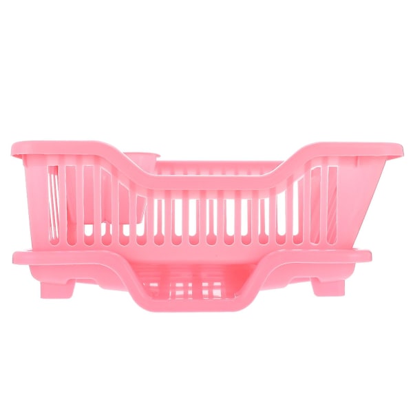 1 set of household dish draining rack, kitchen dish basket and dish drying rack (44.5X24X18CM, pink)