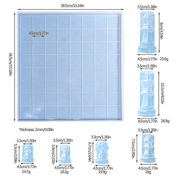 Stora schackpjäser i epoxiharts - Schackformar i silikon - Schackpjäser i gjutform (A)