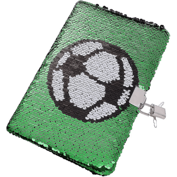 Boys Football Diary With Lock And Key, Sequin Diary Notebook Kids Diary School Travel Notebook Gift (green) (1pcs)