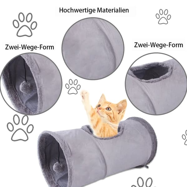 Vacker Vikbar Kattunnel Katt Leksak med Boll Raslande Tunnel