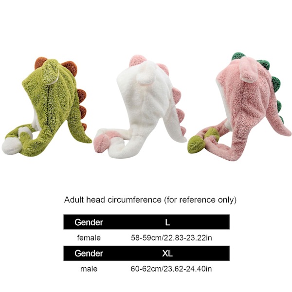 Dinosaurie plysch hatt, öronrörande hopphatt, hopphatt rolig plysch djurhatt för kvinnor flickor（Rosa）
