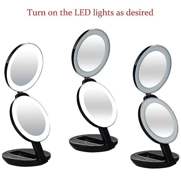 Led-upplyst resesminkspegel, förstoring 10x och 1x