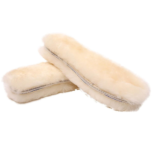 Par av ullinnersulor Kall väder Fluffiga innersulor Unisex Ullinnersulor (8, Vit)