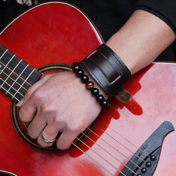 Sort læder punk armbånd med metalspænde