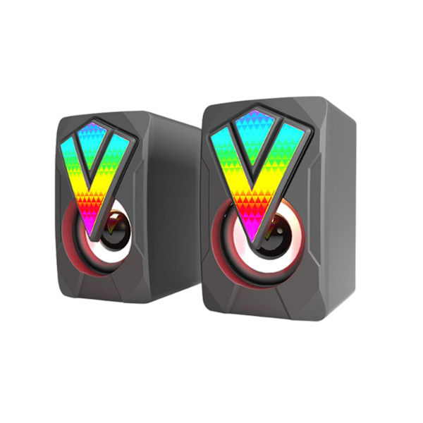 Den nya datorn RGB Glowing Speaker Multimedia Desktop Game Mini Wired USB Audio System är utsökt och kompakt, med klar ljudkvalitet（Svart）