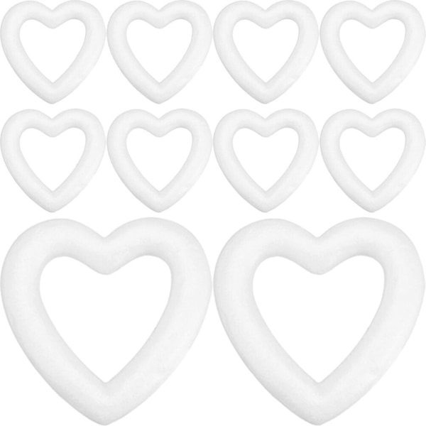 10 stykker skumkrans hjerteformet skumkrans hjerteformet skumkrans skumkrans DIY-rekvisita (11X11X2.2CM, hvit)