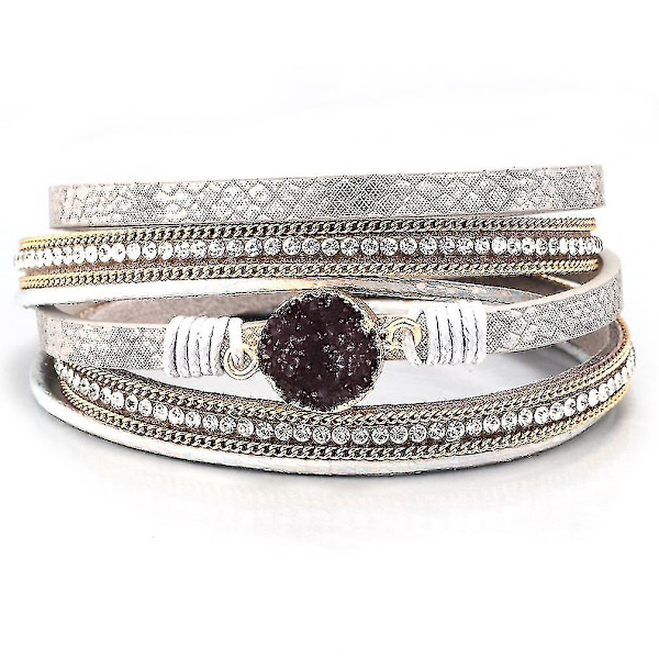 Multi-lap elegant läderarmband inbäddat med diamant Macadam Magen