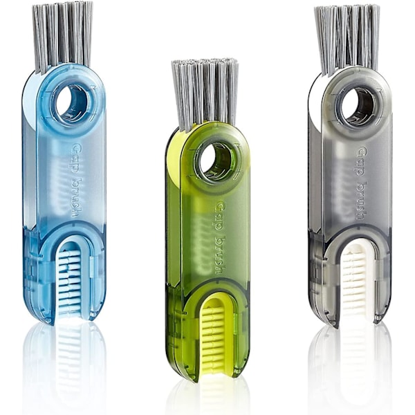 3-pack 3-i-1-kopplockrengöringsborste, multifunktionell liten flasköppningsrengöringsborste
