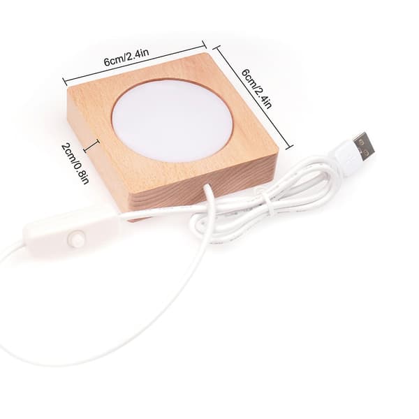 Træ LED-lysbase til 2D/3D-krystalhåndværk - Multifunktionel firkantet USB-belysningsstativ（6）