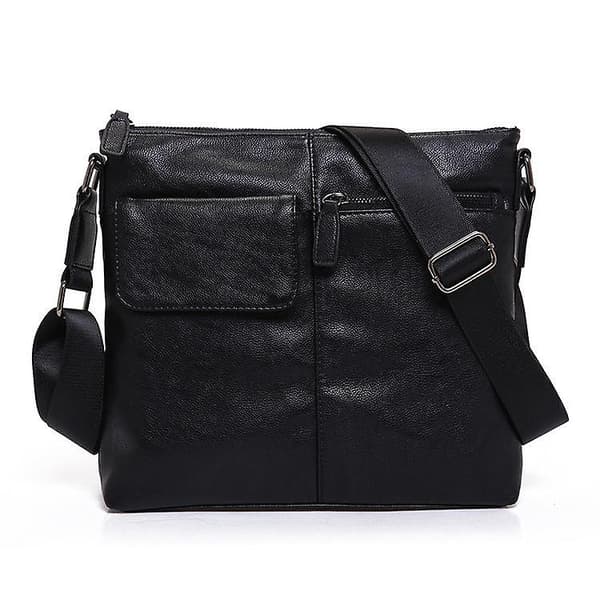 Herrmode pu crossbody messenger väska（Brun）