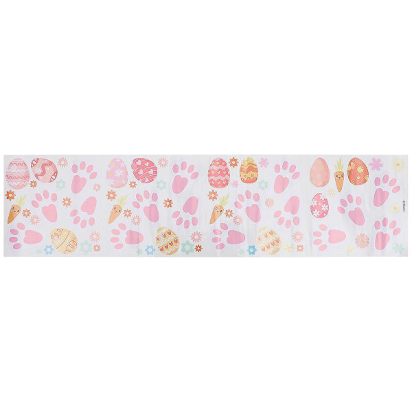 1 dekorativ påskväggsdekal Avtagbar påskägg Morotsfotavtrycksdekal (99X24CM, rosa)