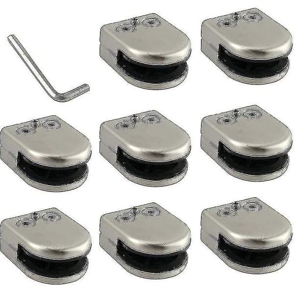 Glass Clamp 8 Pcs 6-8mm 304 Stainless Steel Glass Clip Clamp Support Flat Back Chromig Finish For Balustrade