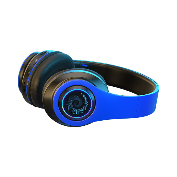 Headset Ljusavgivande Bluetooth-headset Tung bas Mobiltelefon Trådlös Plug-in Sju färger LED Andningsljus Bluetooth-headset（Blå）