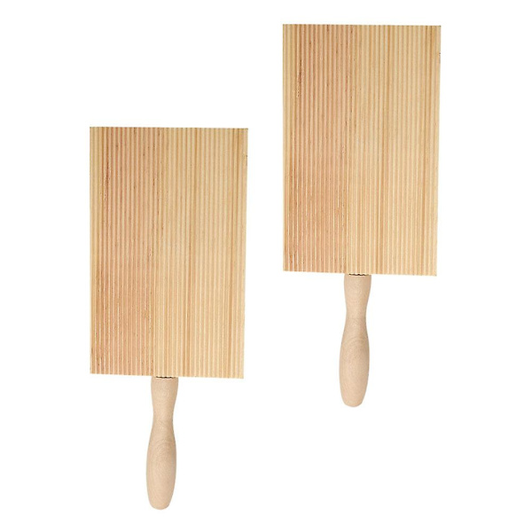 2-pakke Garganelli-brett i tre, gnocchi-brett for kjøkkenutstyr til hjemmebruk (khaki-farge) (21,5 x 8,5 cm, khaki-farge)