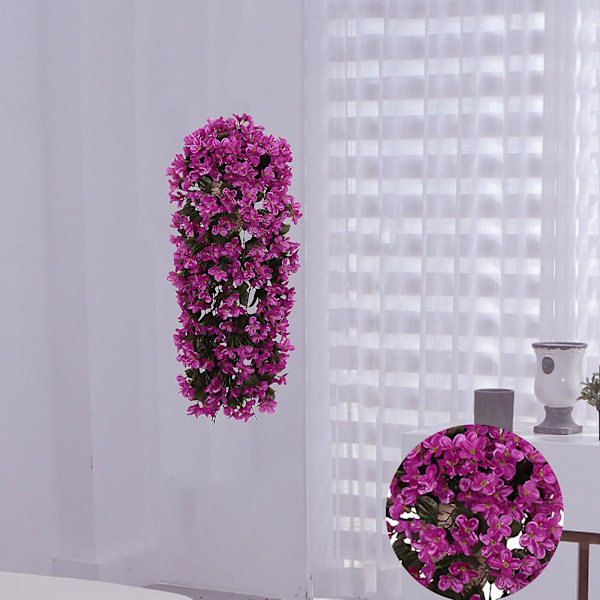 Keinotekoiset roikkuvat kukat Värikäs orkidea Kimppu seinälle, Tekokukat roikkuvat sisä-/ulkokoristeluun（Fuksia）