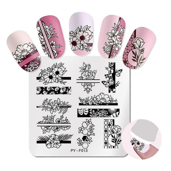 29 Marmor Blommor Blad Geometrisk Design nagelstämplingsplattor stencil