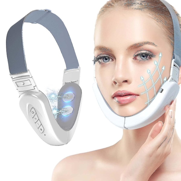 Dobbelthage Reducer Maskine, Ems Ansigtsløftningsmaskine, Elektrisk V-face Shaping Beauty Belt, Fastgørende Ansigtsmassager OZv