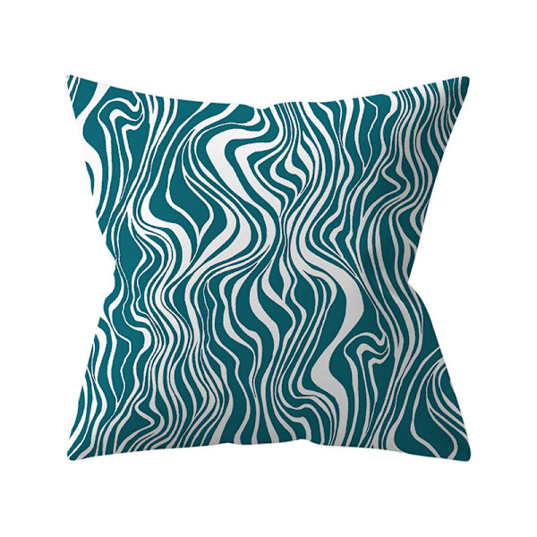Set med 4 utomhuskuddfodral, 45x45cm Vattentäta soffkuddar i linne, Gröna växter, Trädgårdskuddar (45 x 45 cm, Turkos 17)