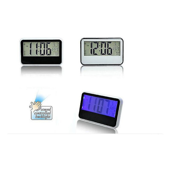 Stor tyst LCD-väggklocka med temperatur- och fuktighetsvisning, klocka med dag och datum, digital väggklocka för hemmakontor FPk